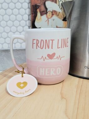 Global Design Connections Front Line Hero Pink Ceramic 16 oz Mug